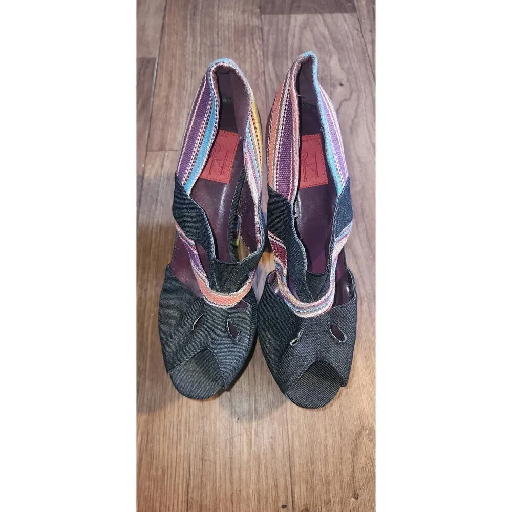Fahrenheit Denim and Fabric Platform Heels